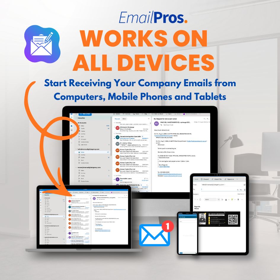 EmailPros works on all devices: computers, mobile phones and tablets